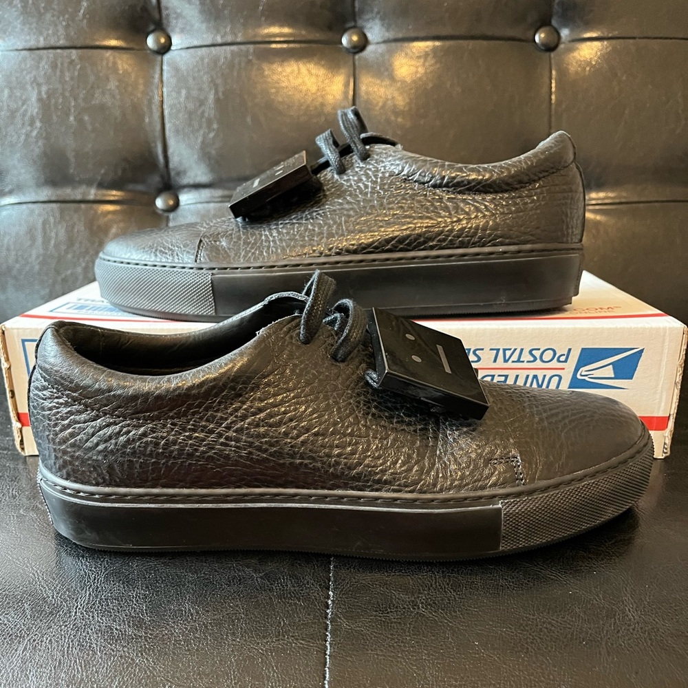 Acne Studios‎ Adriana Grain Lace-Up Sneakers Black Made in Italy Sz 39